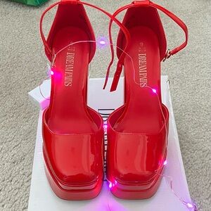 Dream Pairs Glossy Red Platform Heels